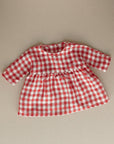 Long sleeve linen dress in red gingham