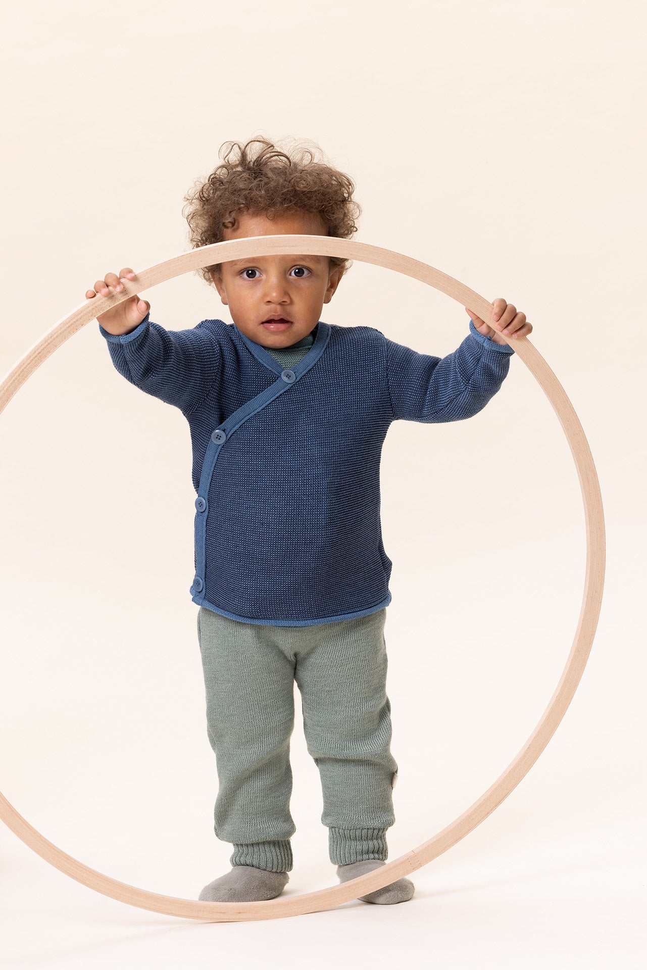 Lifestyle of toddler in Disana wool melange jacket