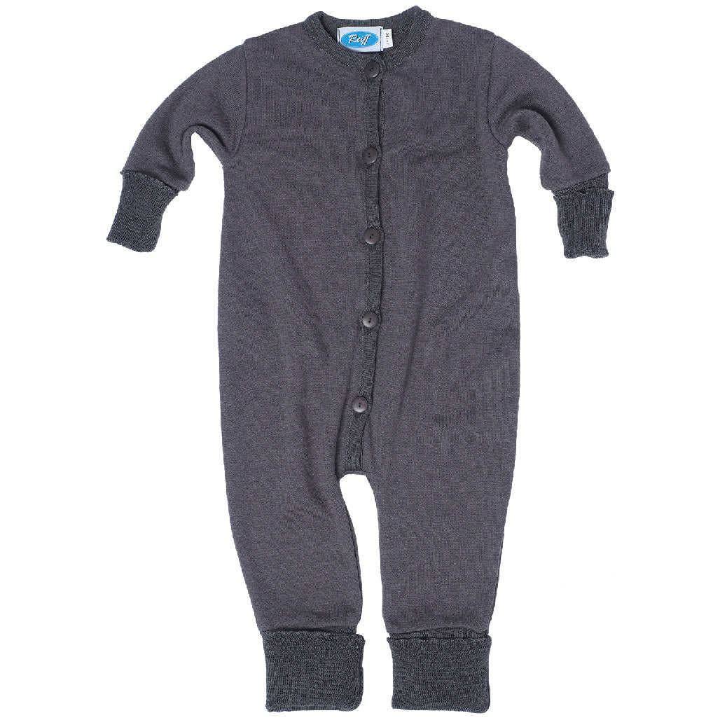 wool knit overall by Reiff in charcoal