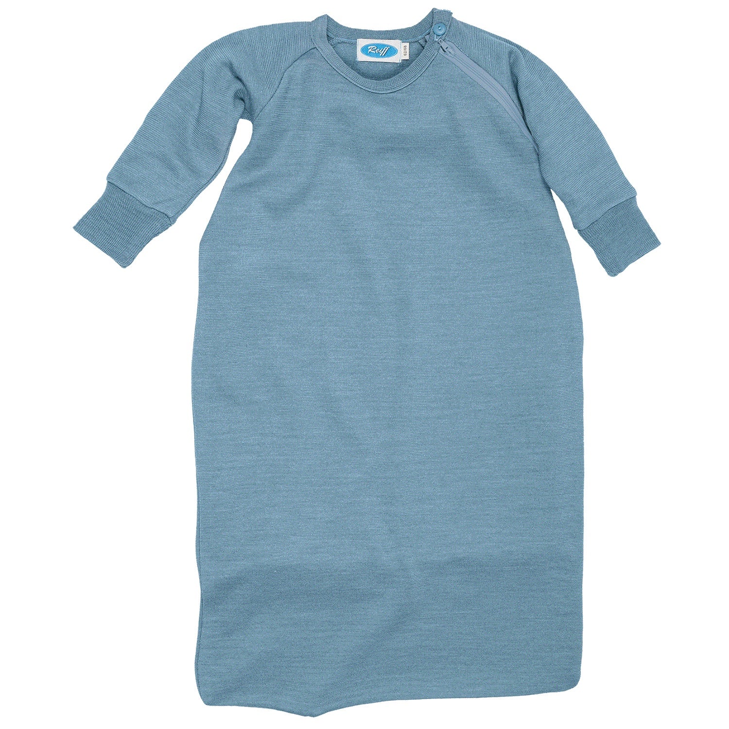 Long sleep wool-silk terry sleepsack in Aqua