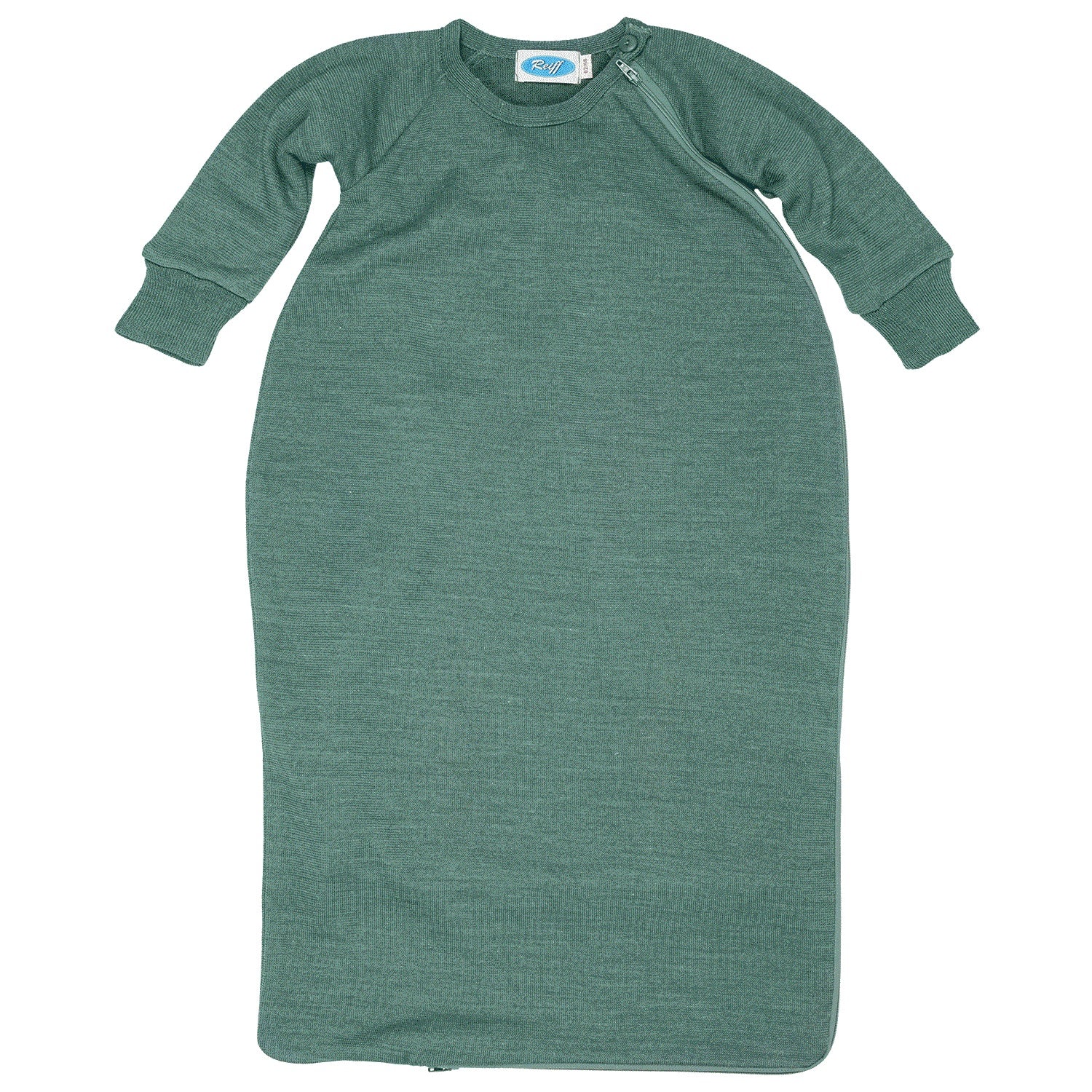 Long sleep wool-silk terry sleepsack in sage