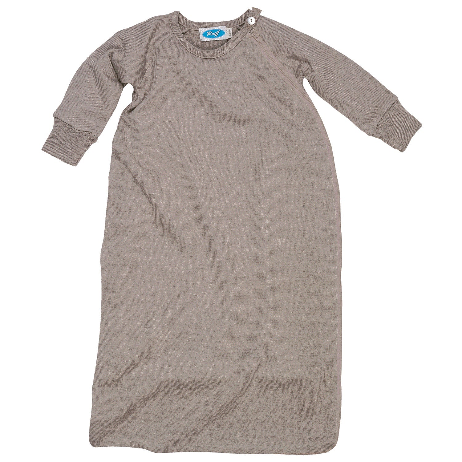 Long sleep wool-silk terry sleepsack in sand