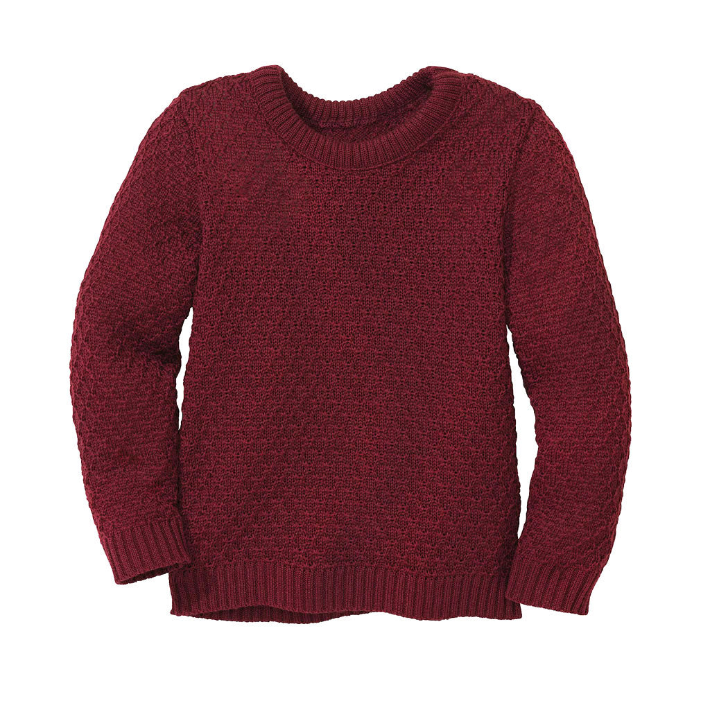 Disana Aran wool sweater in cassis