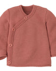 Disana wool melange side button sweater in soft-pink.