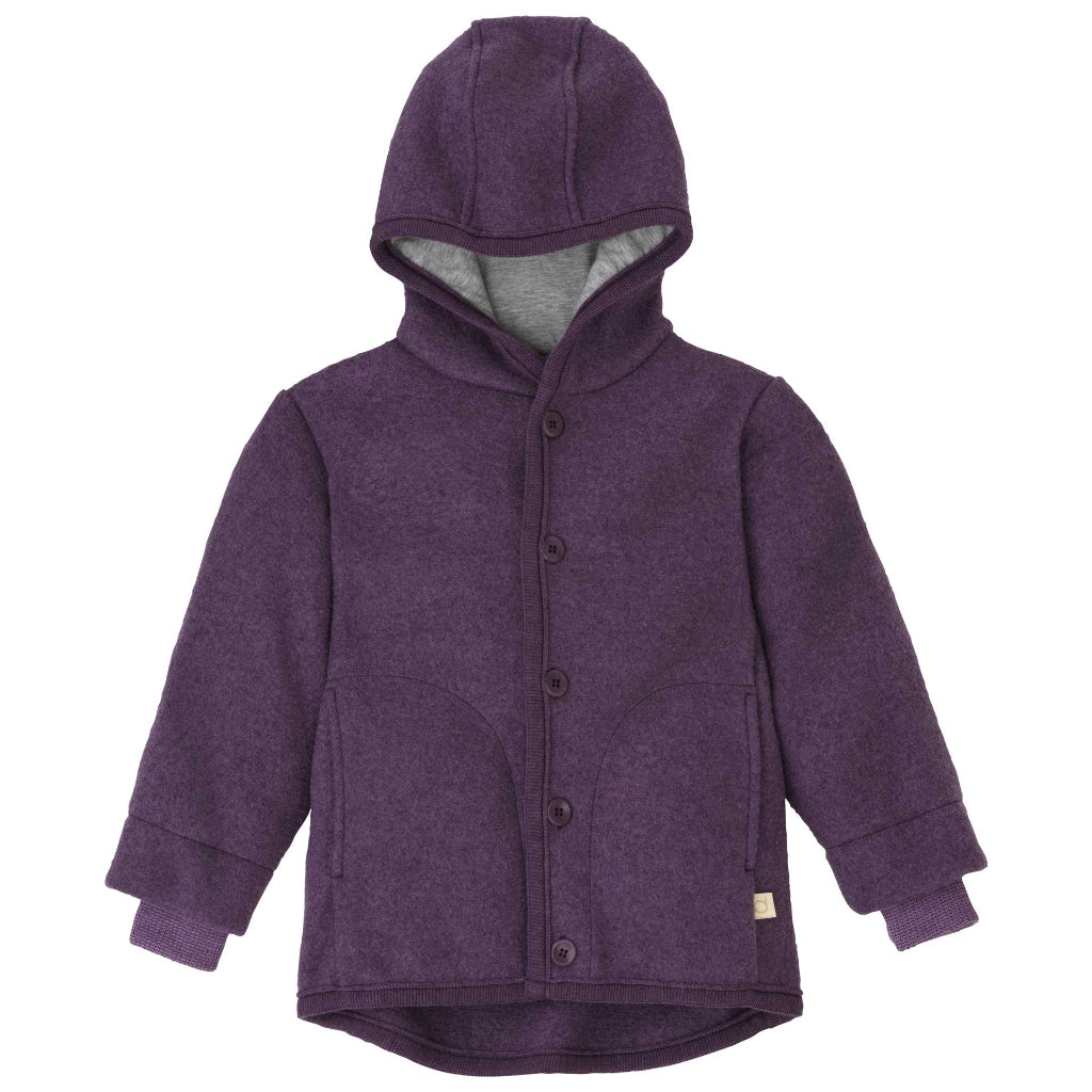 Disana boiled wool jacket in aubergine