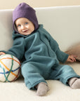 Boiled wool zip-up overall