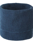 single size Disana 100% merino wool melange neck warmer in indigo-blue dove
