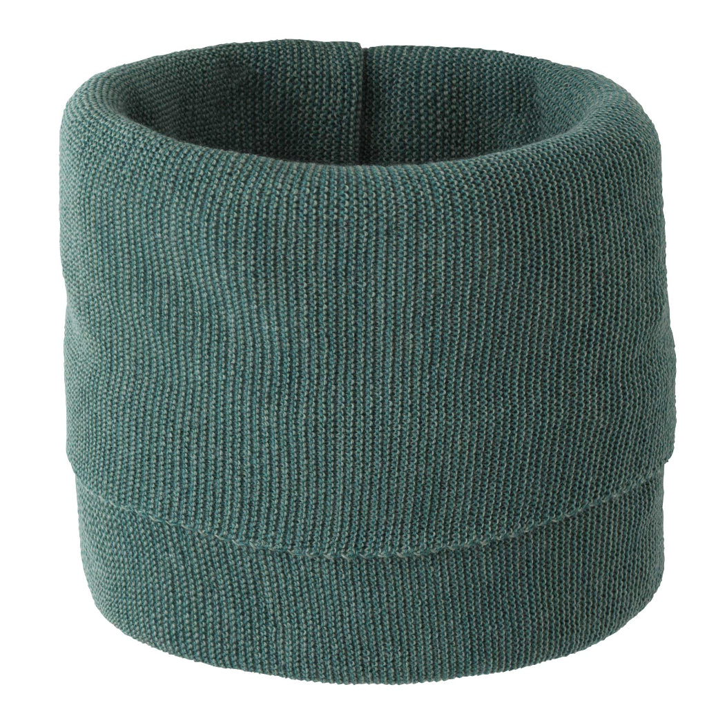 single size Disana 100% merino wool melange neck warmer in eucalyptus-jade