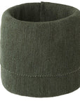 single size Disana 100% merino wool melange neck warmer in olive-jade