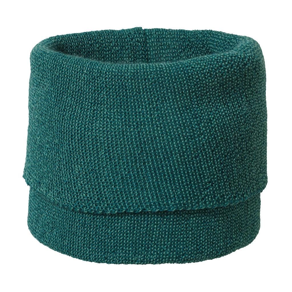 single size Disana 100% merino wool melange neck warmer in pacific mint