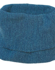 single size Disana 100% merino wool melange neck warmer in marine lagoon