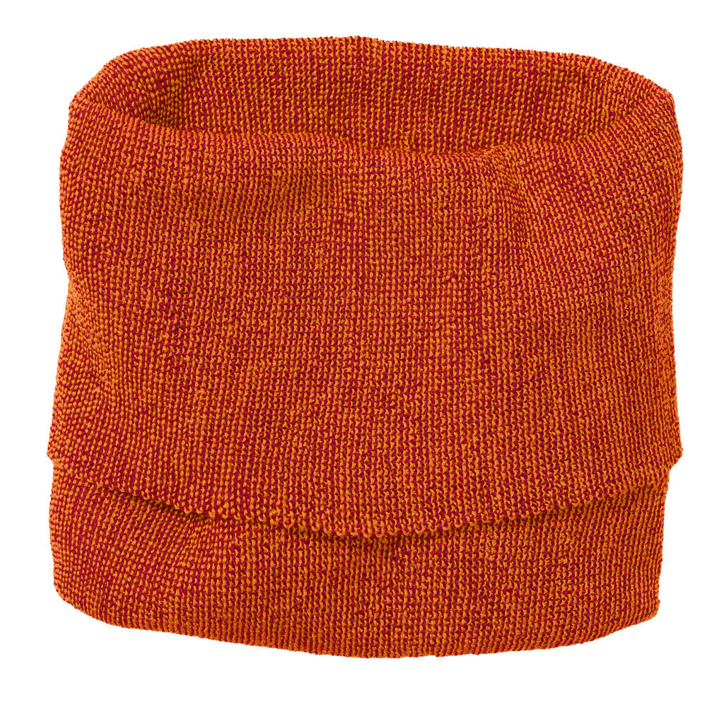 single size Disana 100% merino wool melange neck warmer in orange cassis