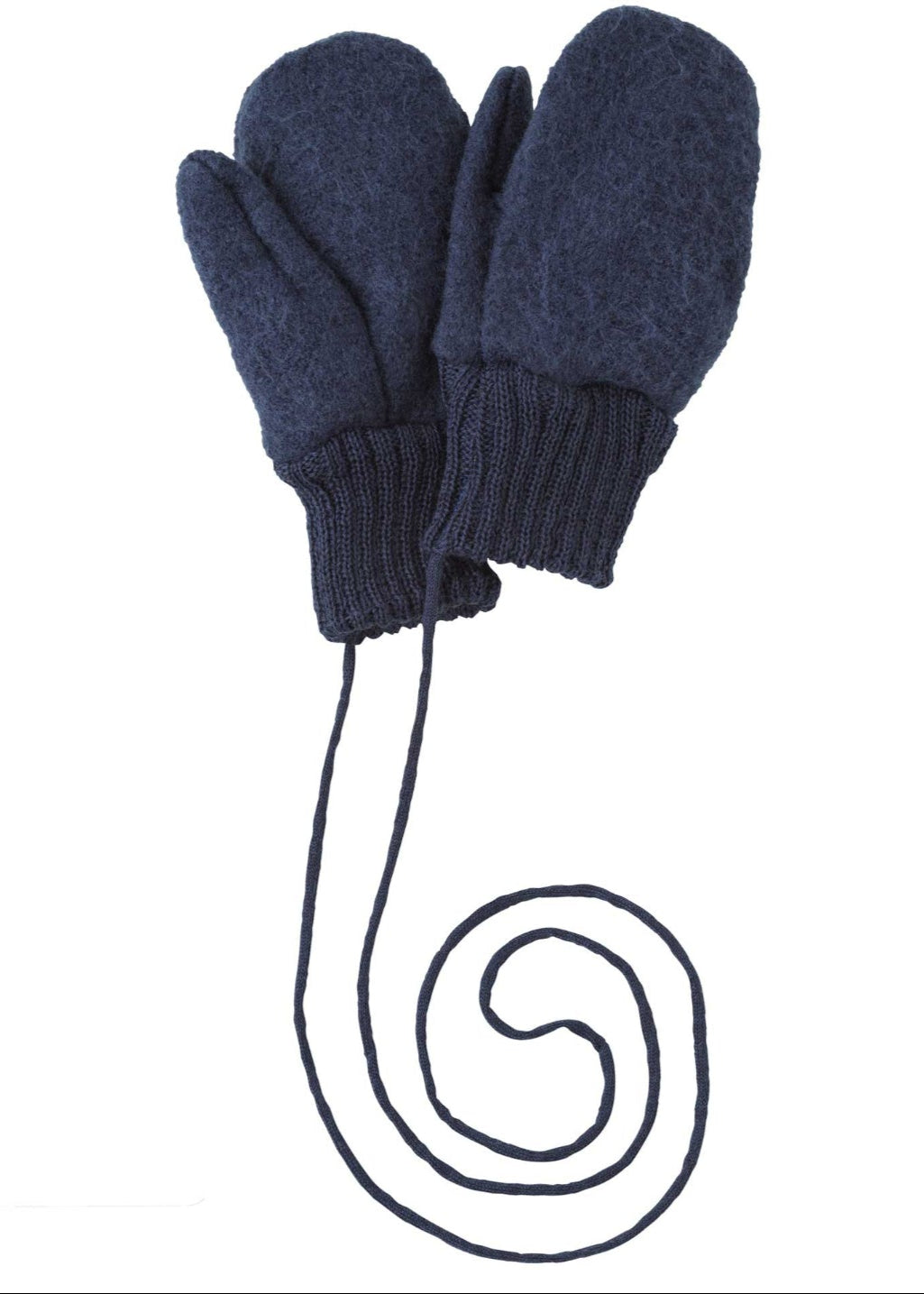 Disana boiled organic merino wool mittens in indigo