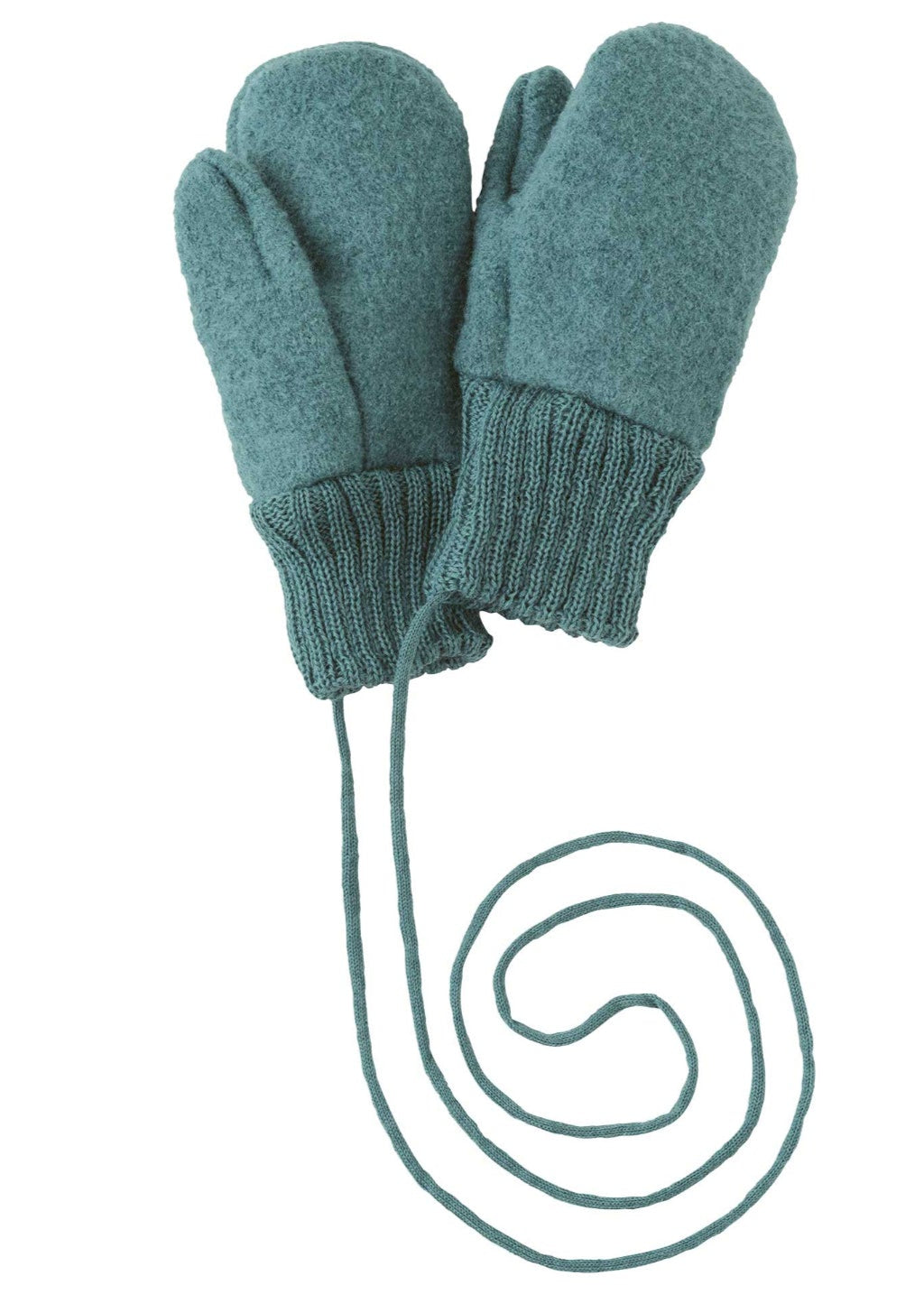 Disana boiled organic merino wool mittens in eucalyptus