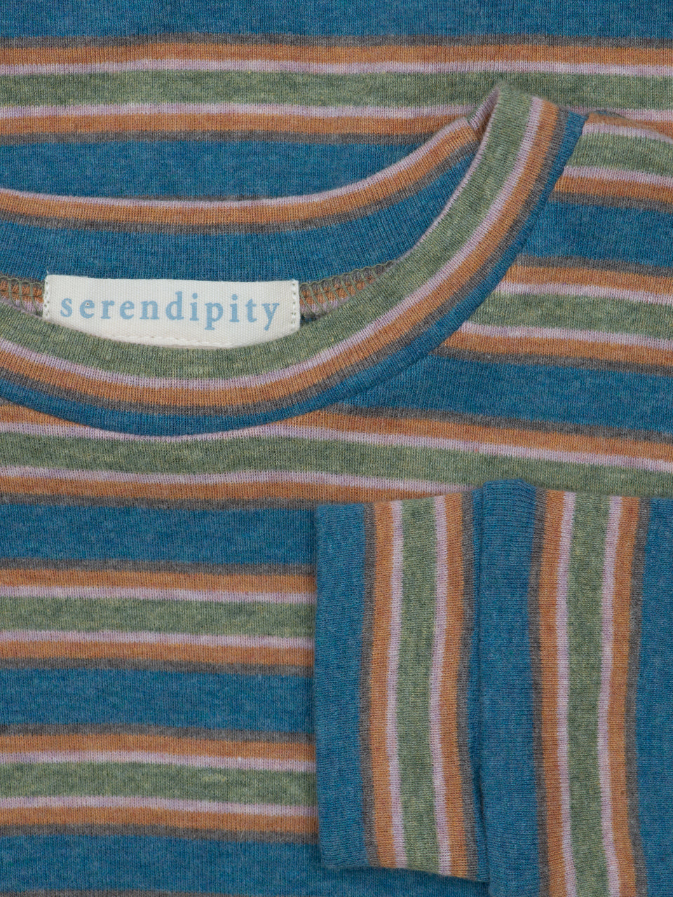 close up Serendipity river stripe cotton long sleeve shirt