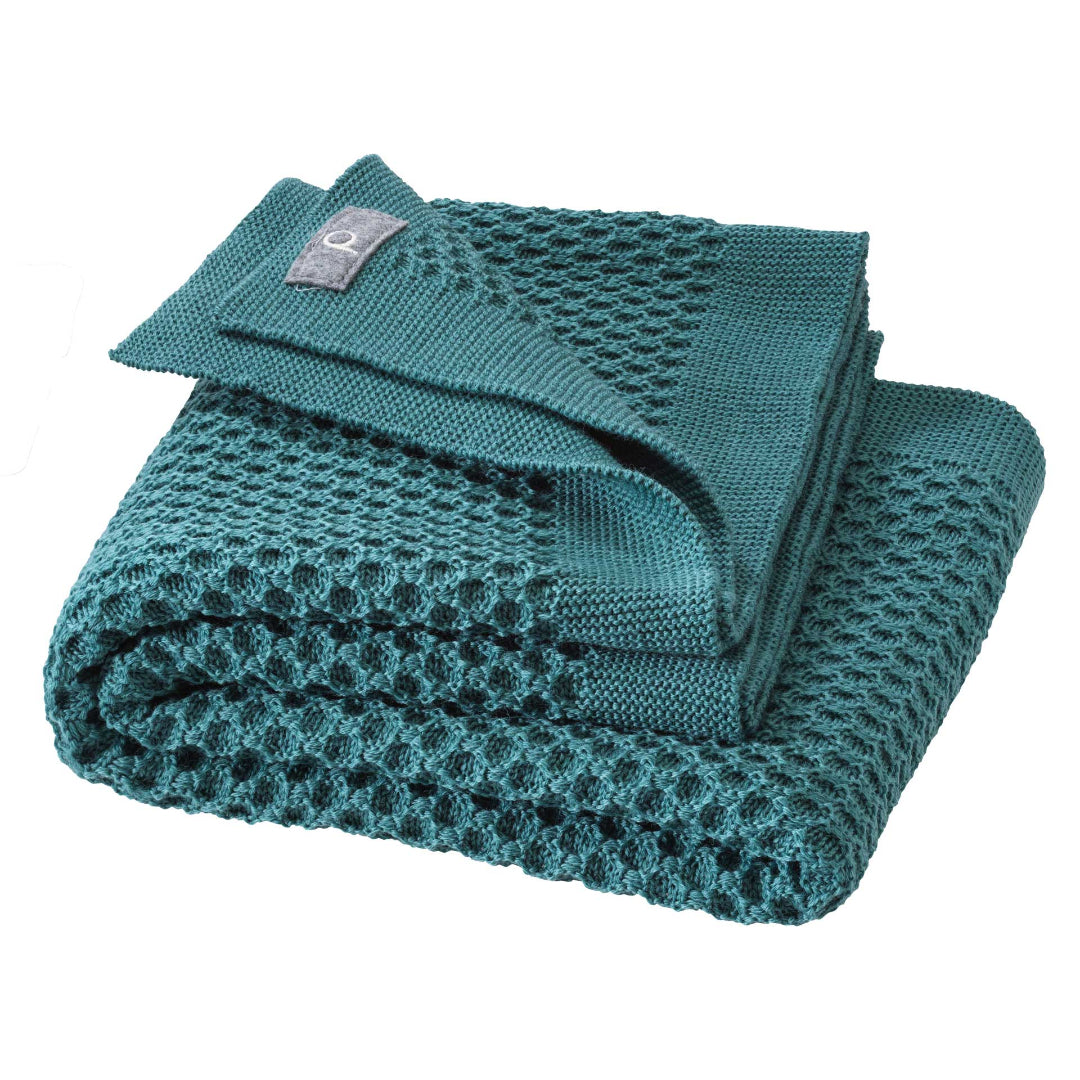 Disana organic merino wool honeycomb blanket in eucalyptus