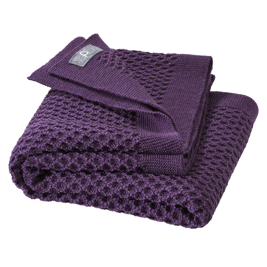 Disana organic merino wool honeycomb blanket in aubergine