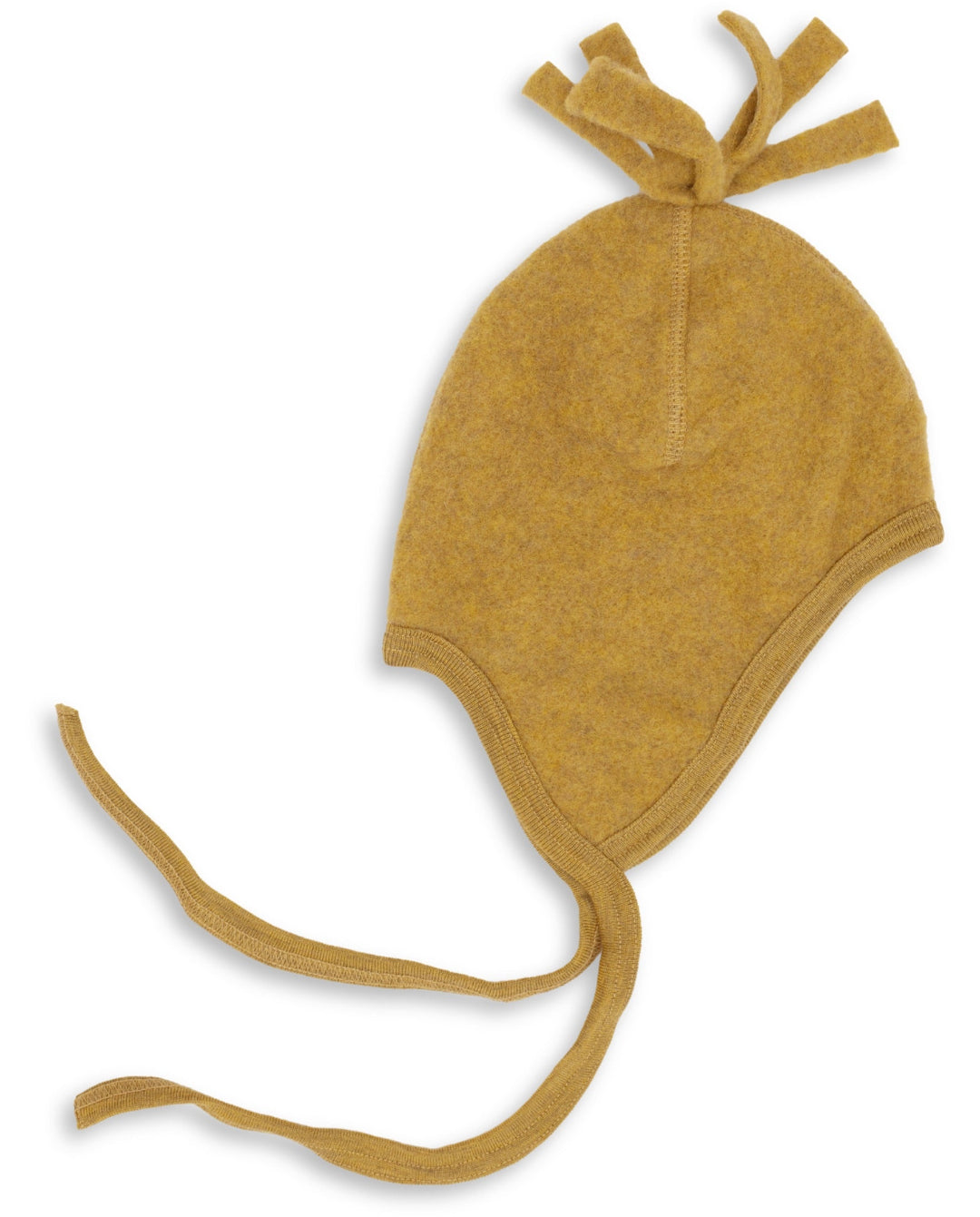 Engel wool fleece hat with tassel in saffron melange