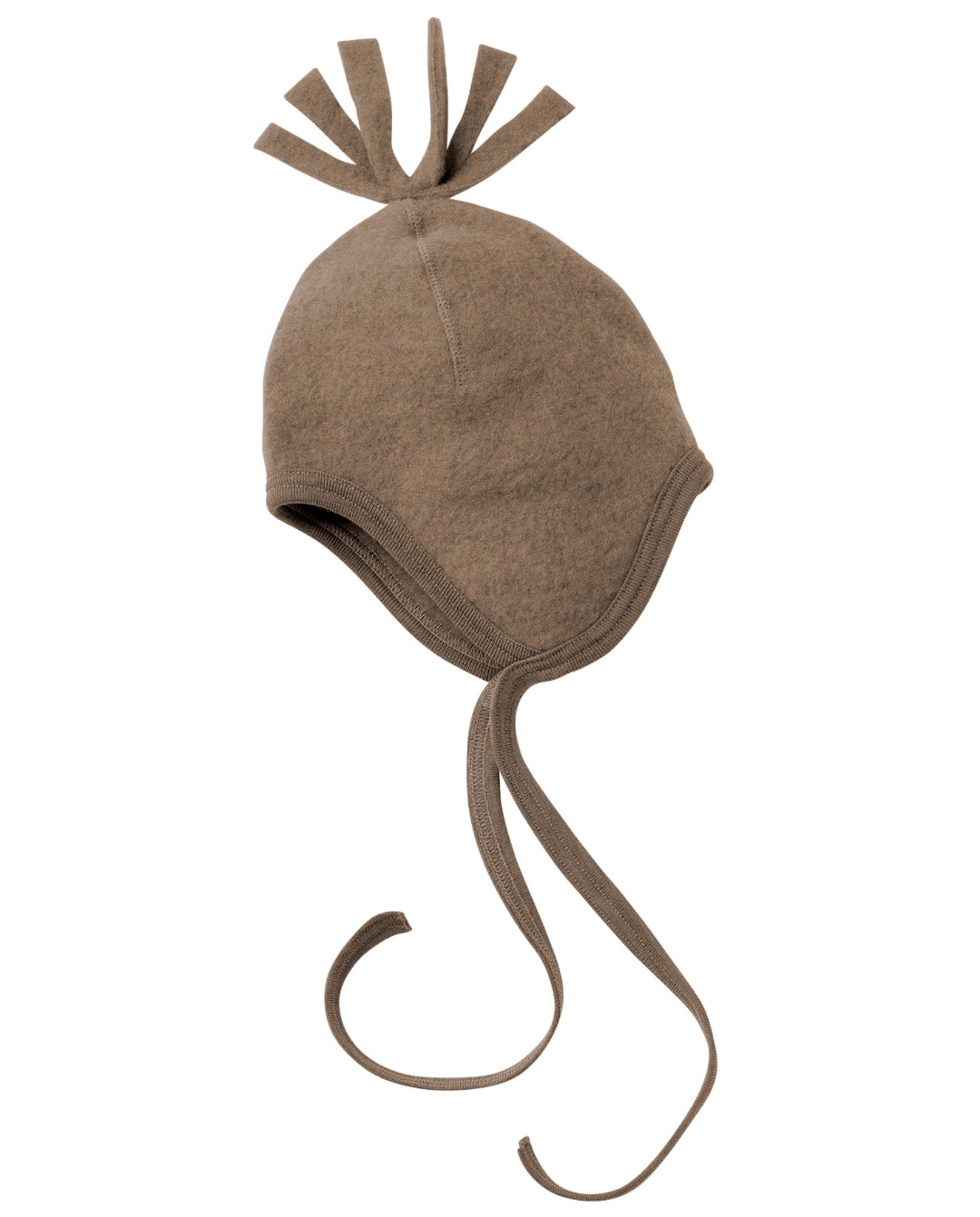Engel wool fleece hat with tassel in walnut melange