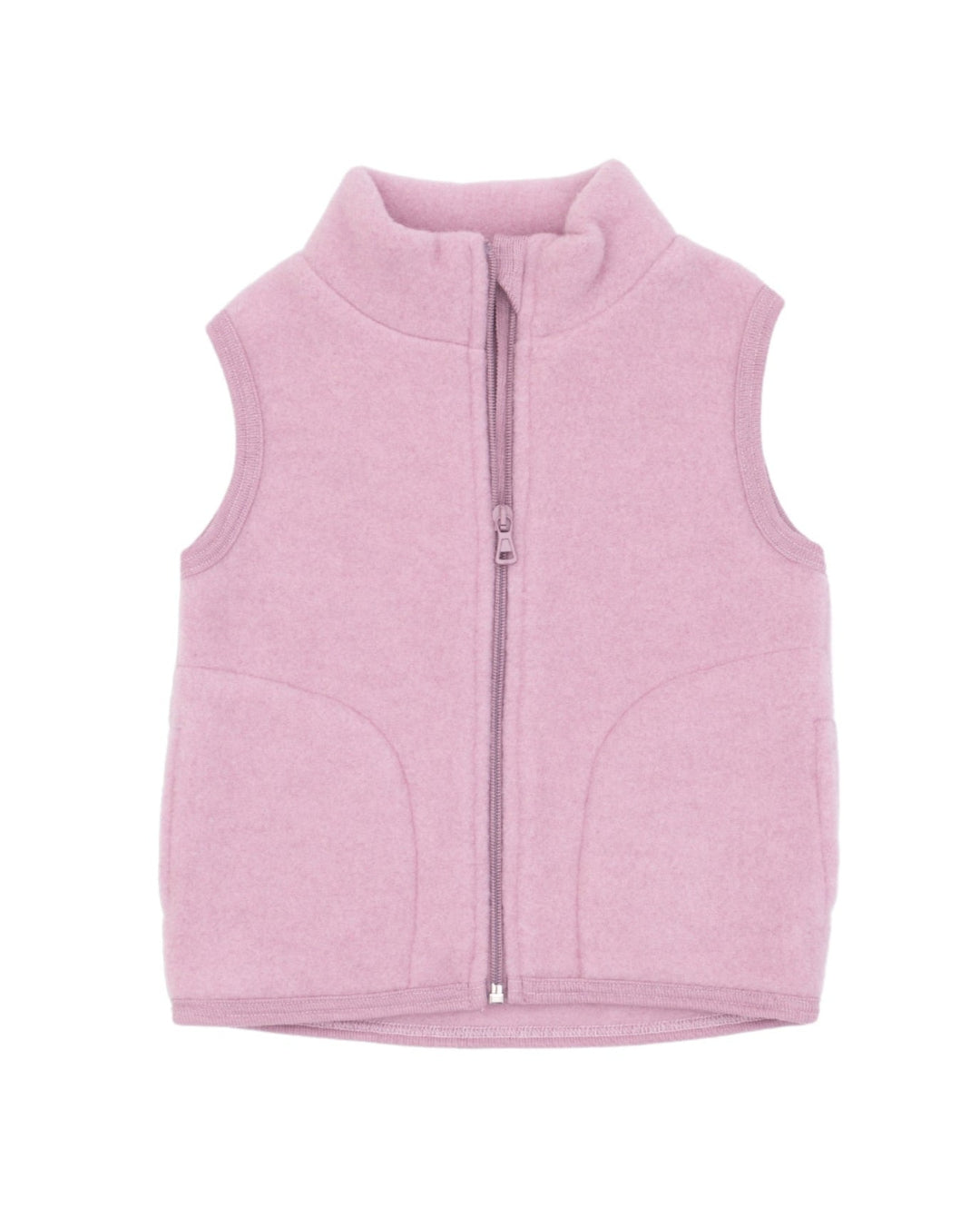 Engel kids' organic wool fleece vest in rose melange