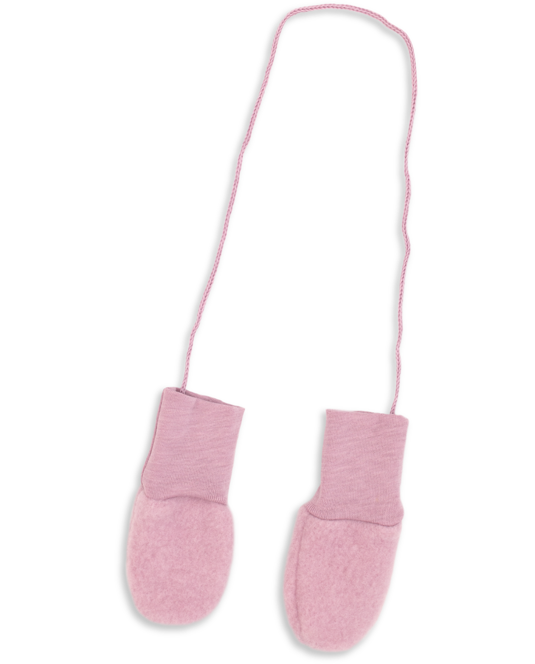 Engel wool fleece baby mittens in rose melange