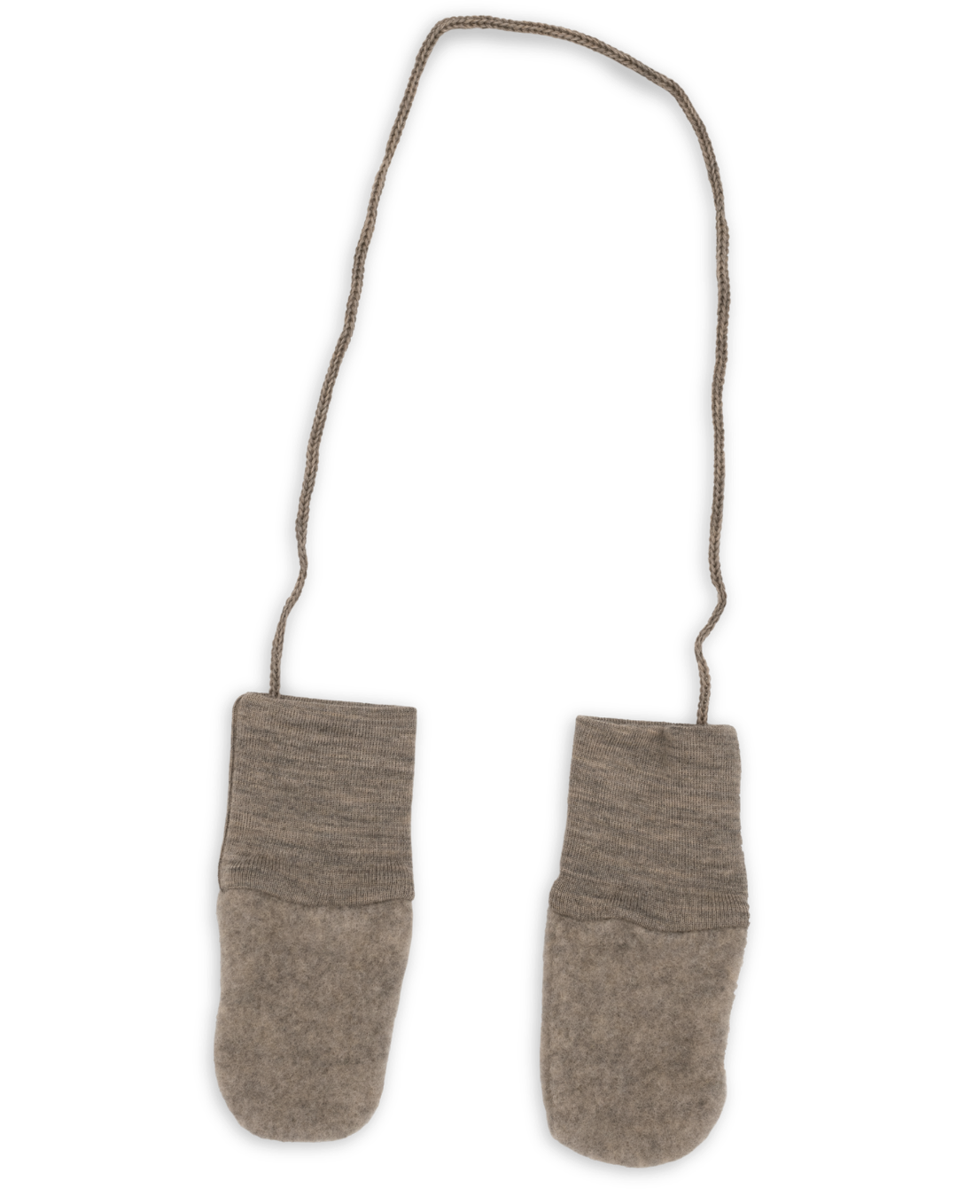 Engel wool fleece baby mittens in walnut melange