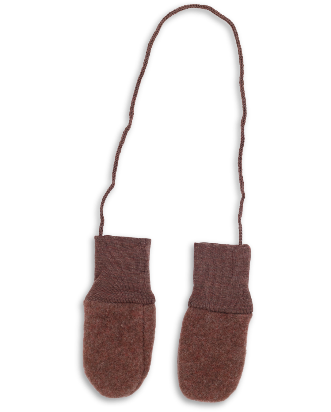 Engel wool fleece baby mittens in cinnamon melange