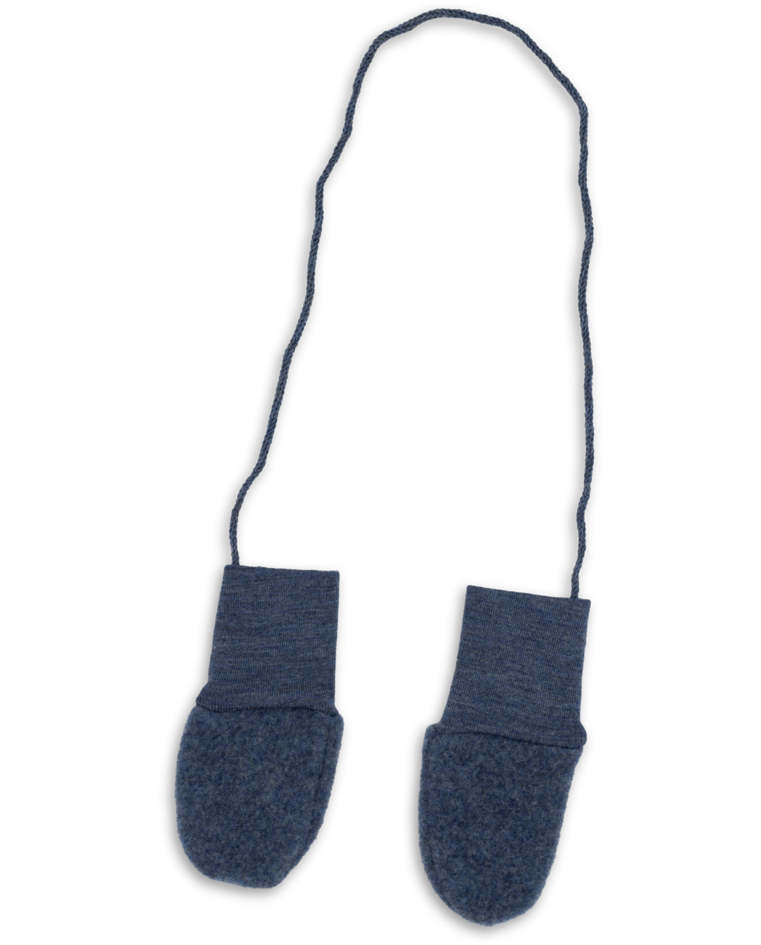 Engel wool fleece baby mittens in blue melange