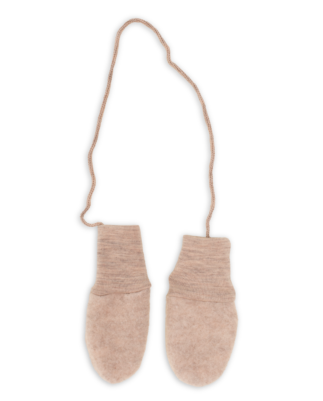 Engel wool fleece baby mittens in sand melange