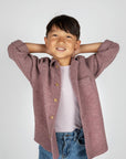 Lifestyle of the Engel organic boiled wool shirt jacket in dusty rose