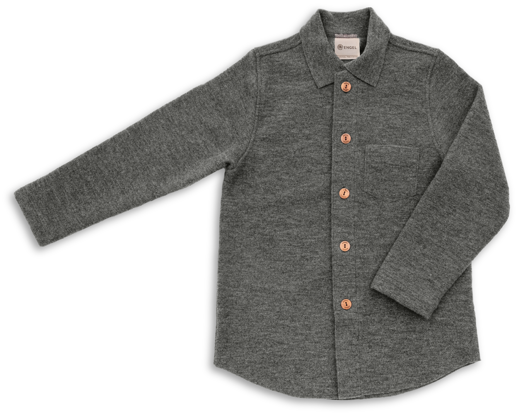 Engel organic boiled wool shirt jacket in charcoal