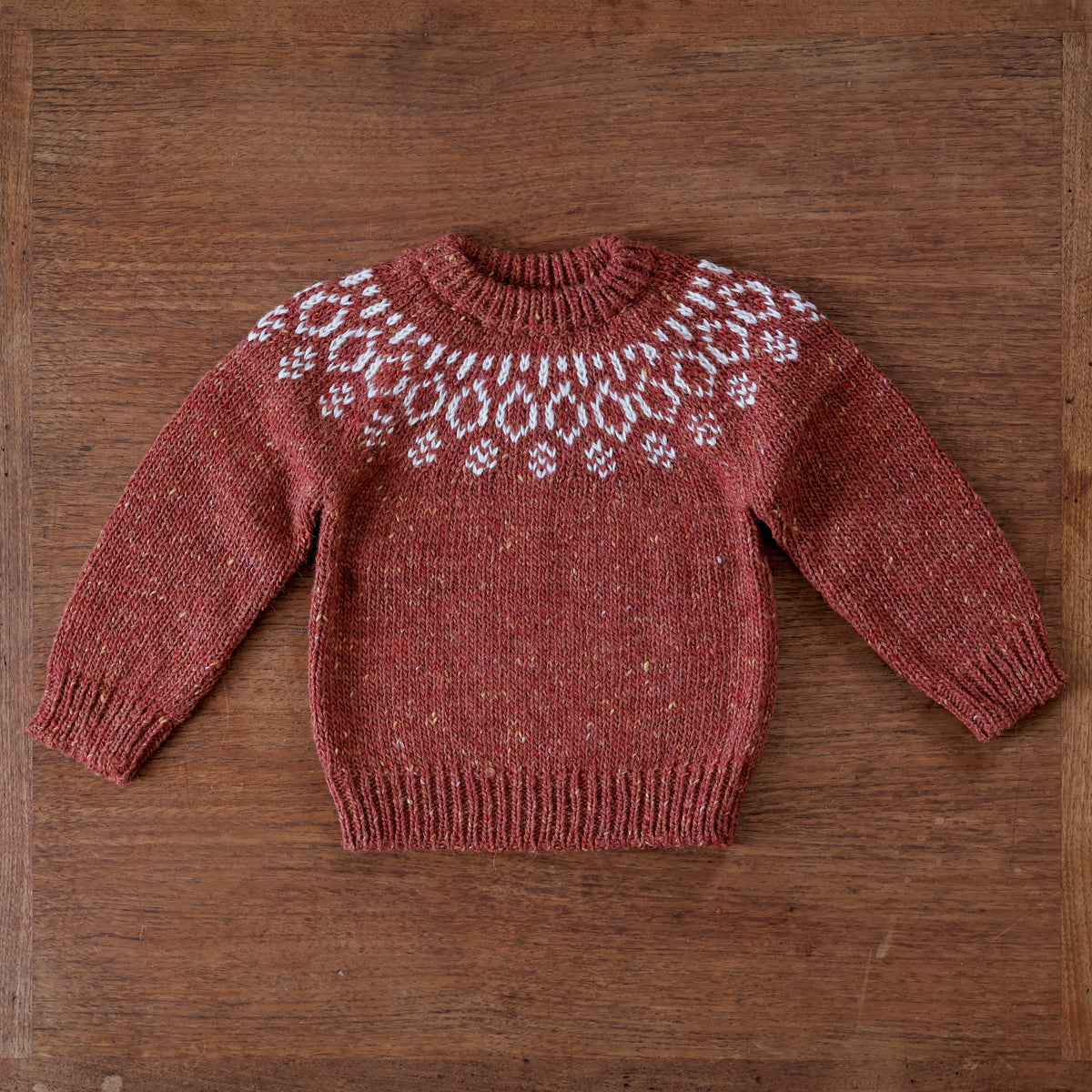Bigelow Lane Lark Fair Isle Wool Alpaca Sweater in Brick