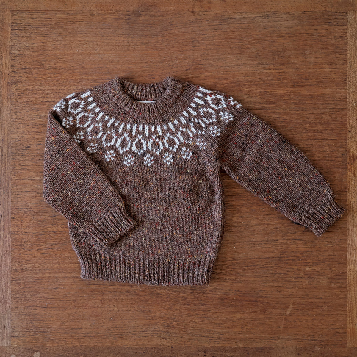 Bigelow Lane Lark Fair Isle Wool Alpaca Sweater in Chestnut