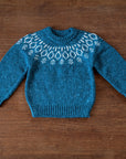 Bigelow Lane Lark Fair Isle Wool Alpaca Sweater in blue lagoon