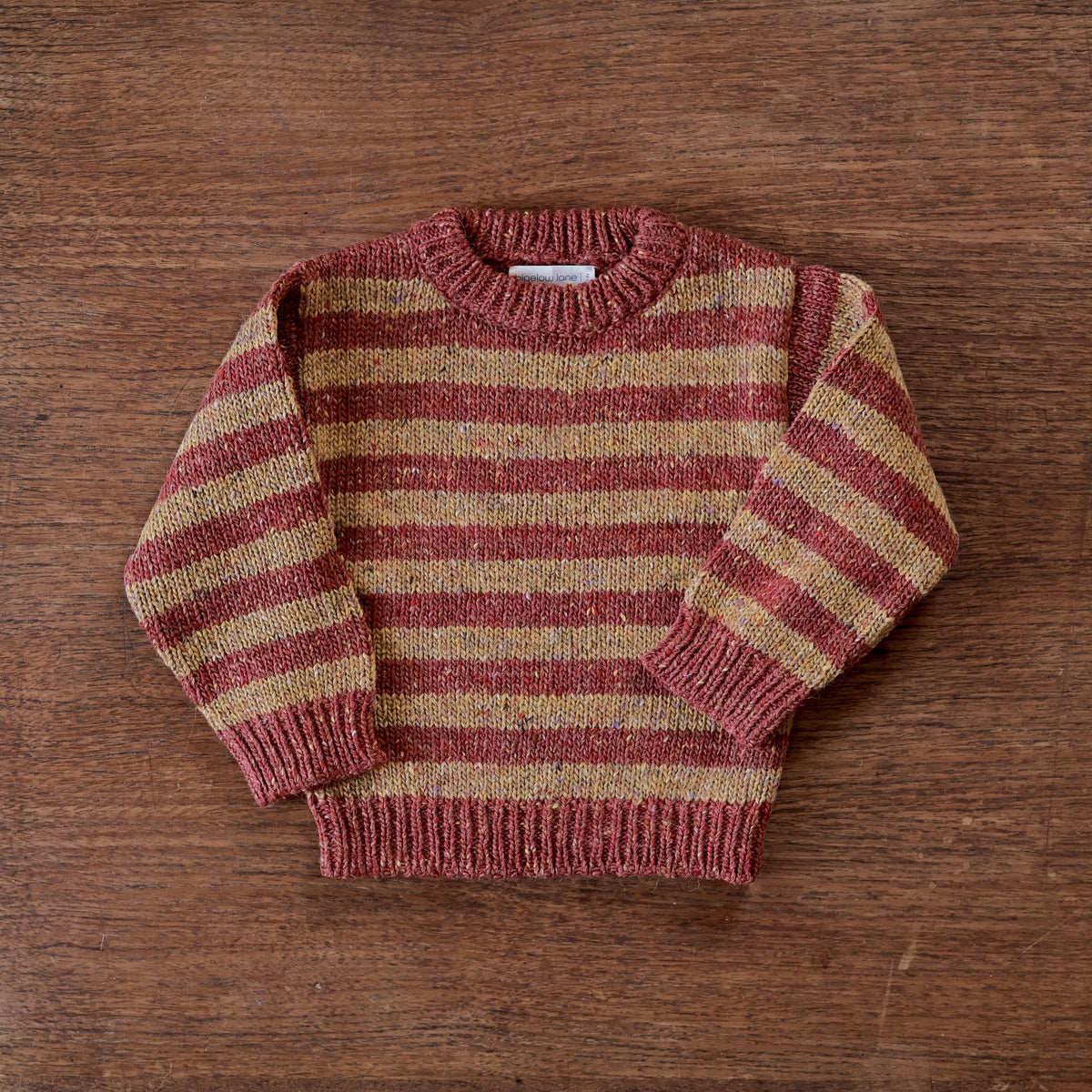 Bigelow Lane Pip stripe Wool Alpaca Sweater in Brick-wheat