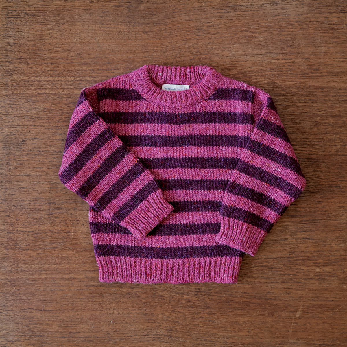 Bigelow Lane Pip stripe Wool Alpaca Sweater in Plum peony