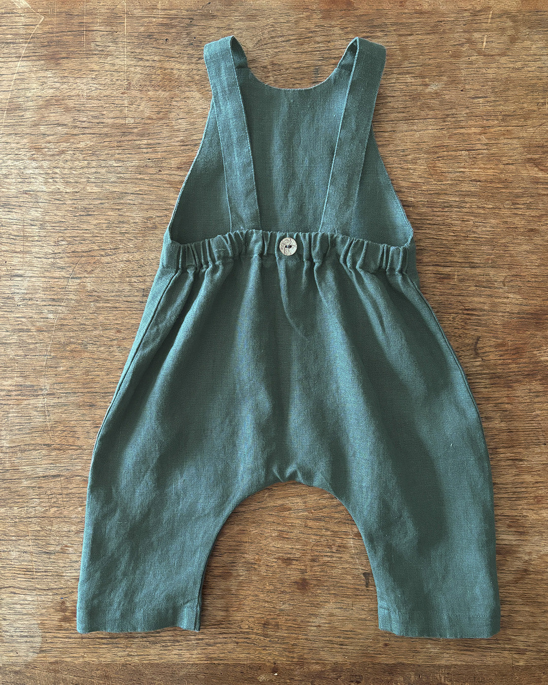 100% linen romper in Eucalyptus