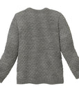 The back of the Disana Aran wool sweater in gray