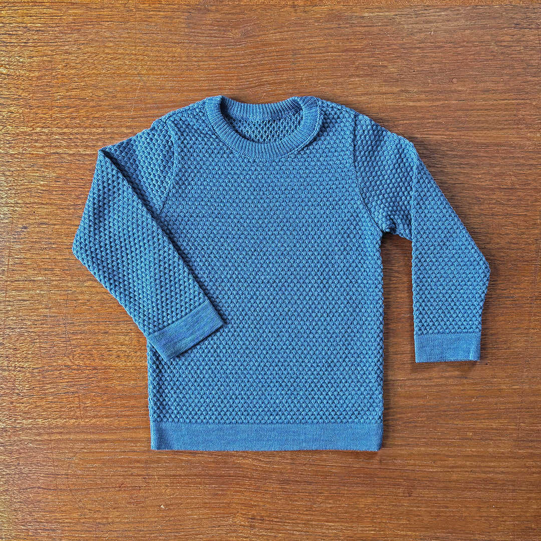 Disana wool honeycomb sweater in dove blue
