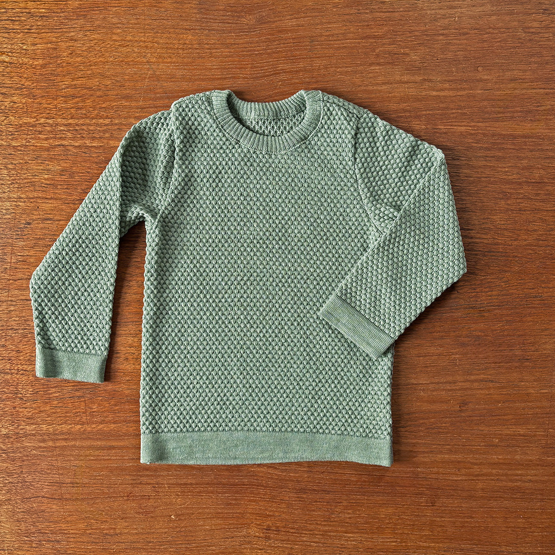 Disana wool honeycomb sweater in Jade