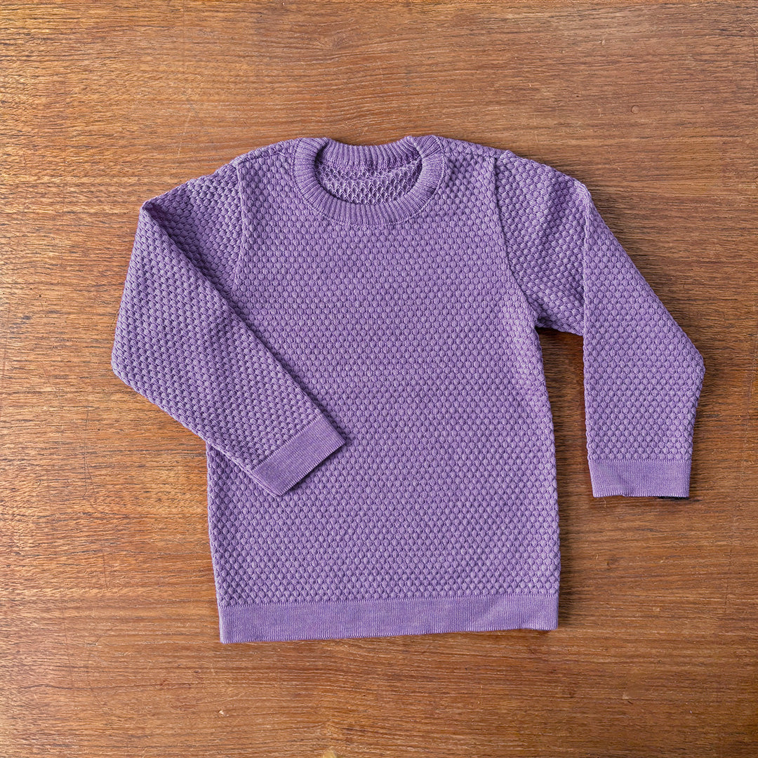 Disana wool honeycomb sweater in lilac