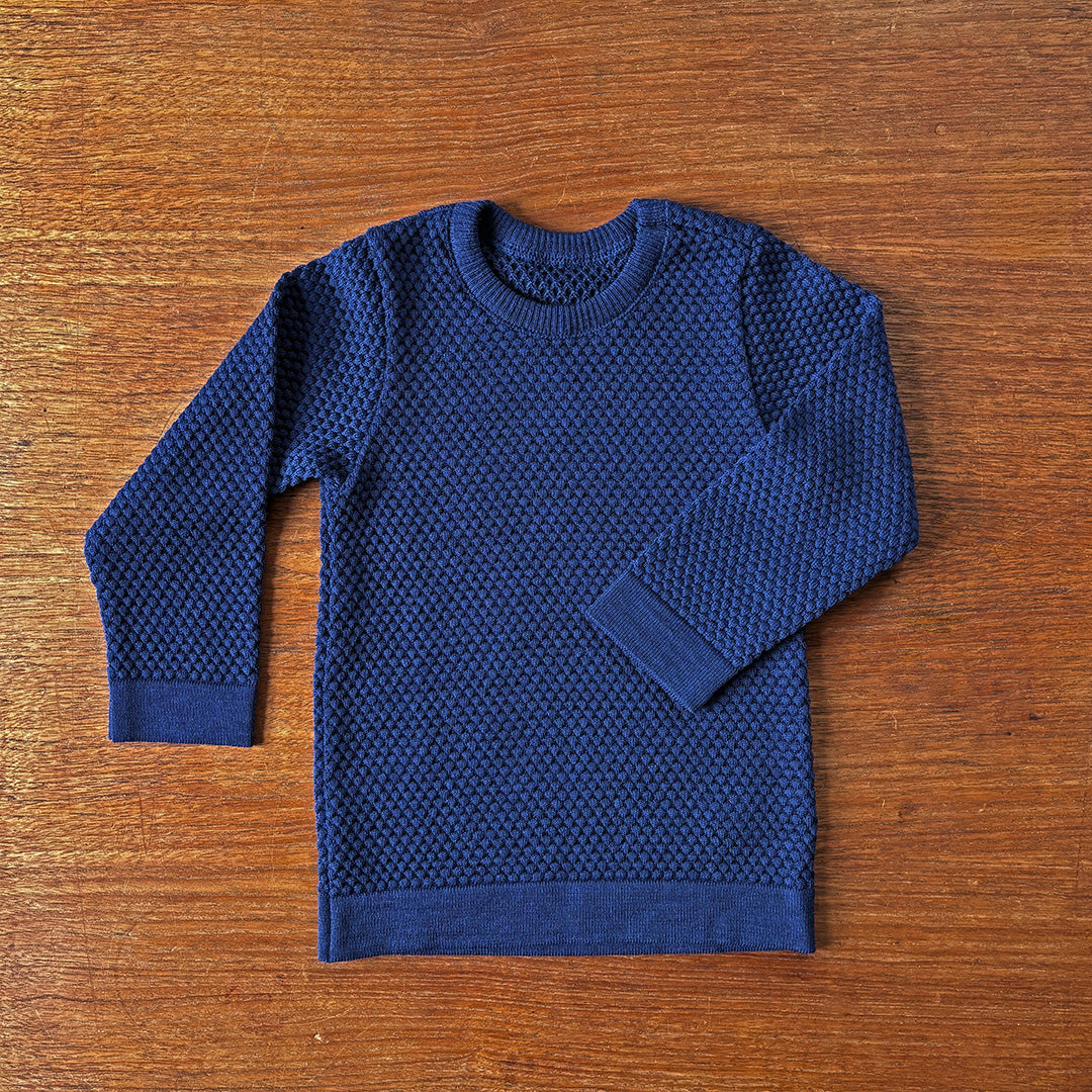 Disana wool honeycomb sweater in navy