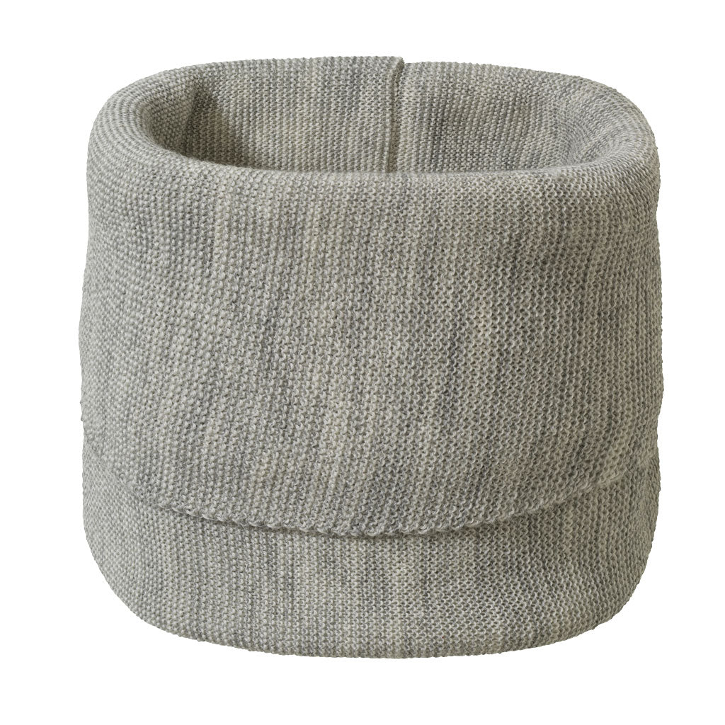 single size Disana 100% merino wool melange neck warmer in gray-natural