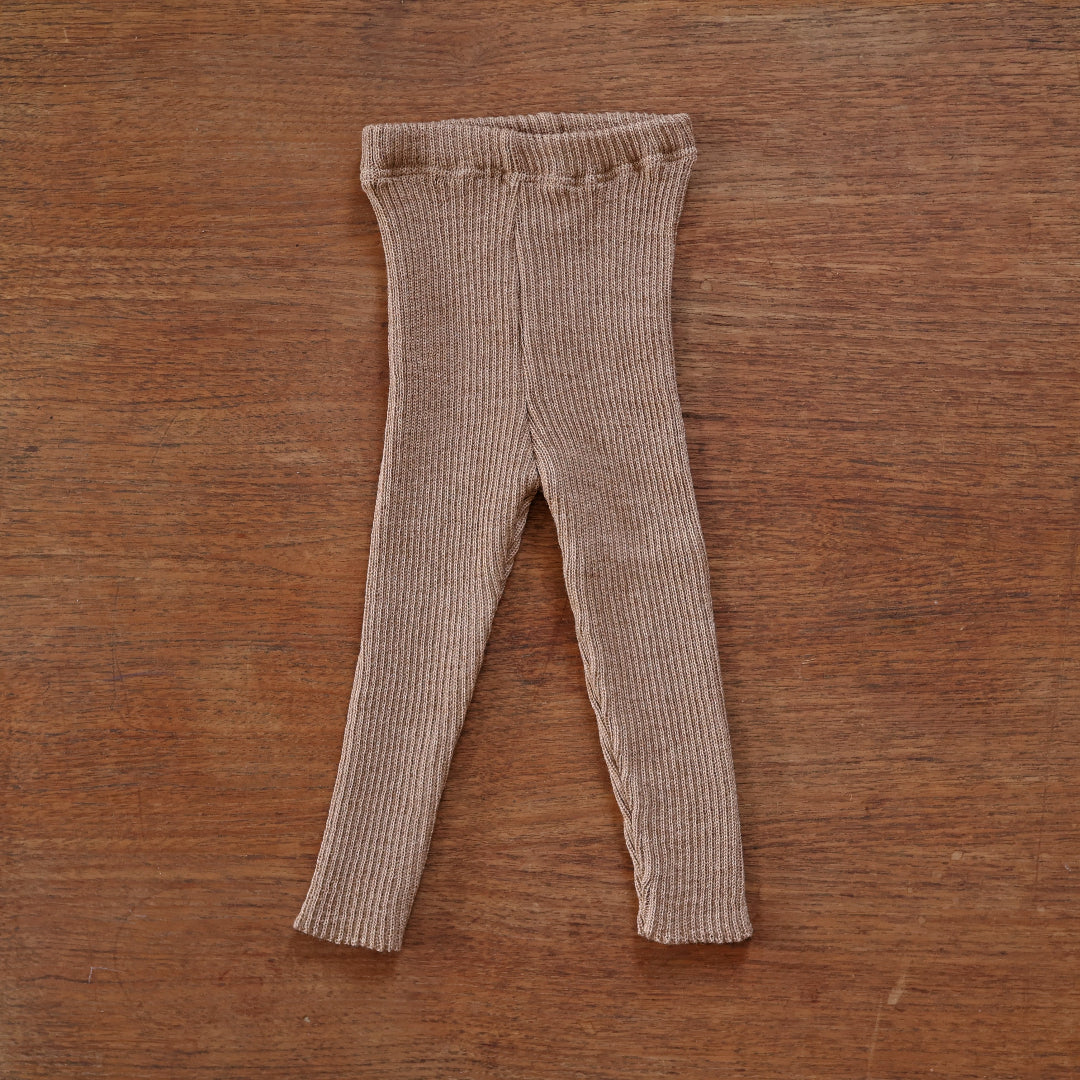 Disana ribbed wool winter leggings in caramel