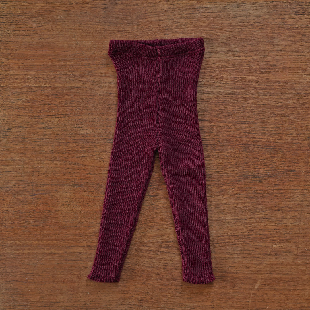 Disana ribbed wool winter leggings in cassis