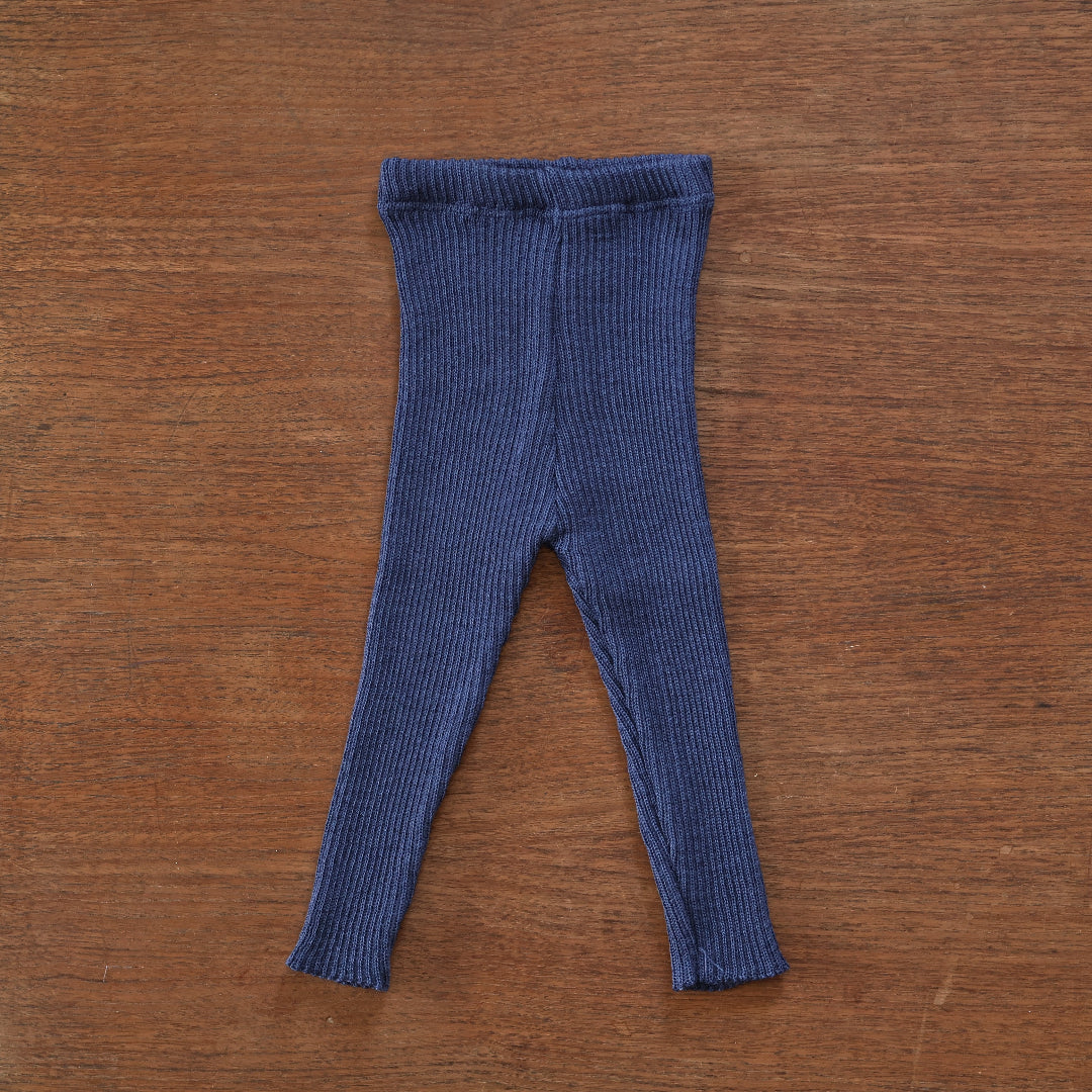 Disana ribbed wool winter leggings in indigo