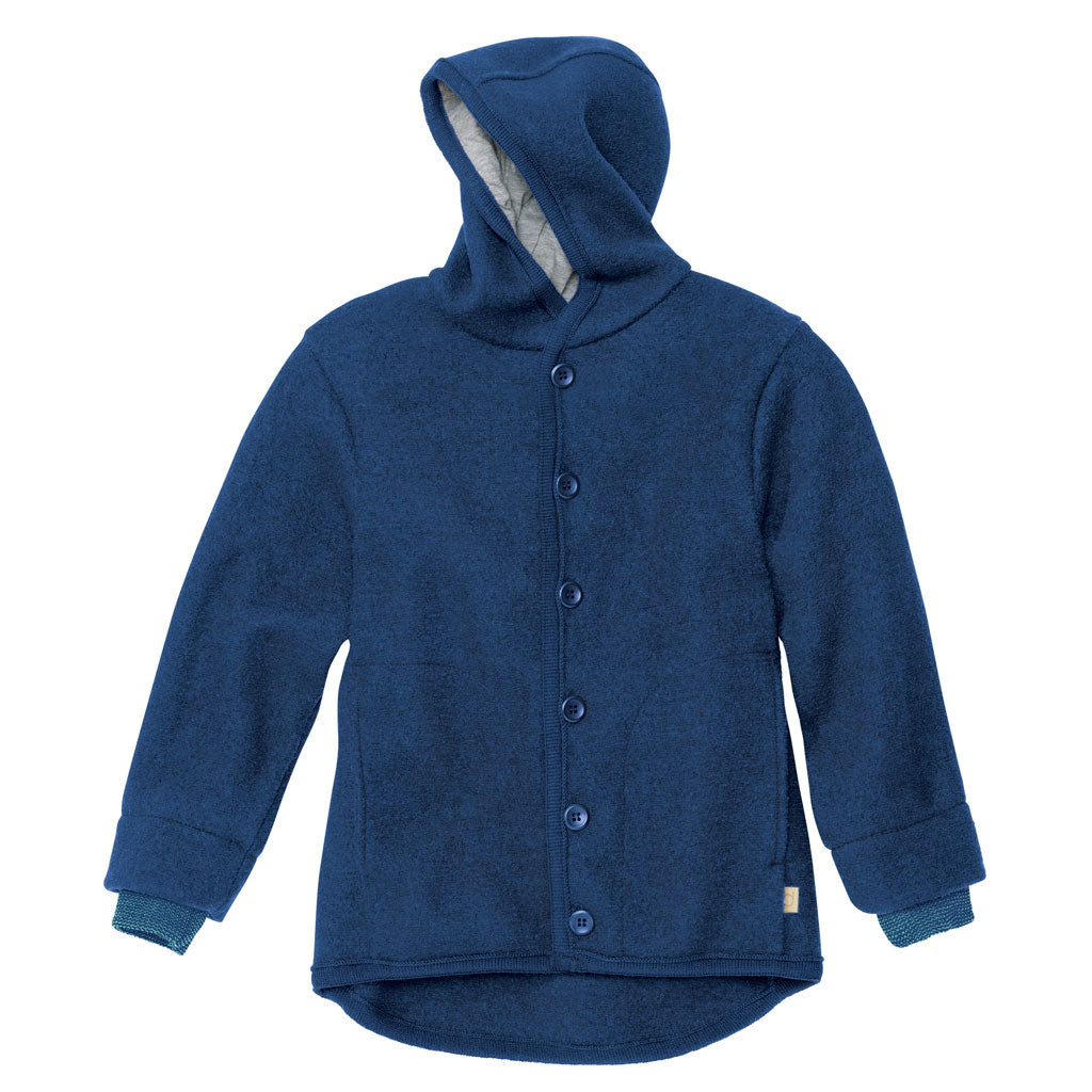 Disana boiled wool button down jacket in navy