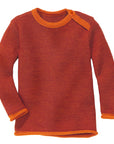 Disana melange sweater in orange cassis. Made of 100% soft merino wool.