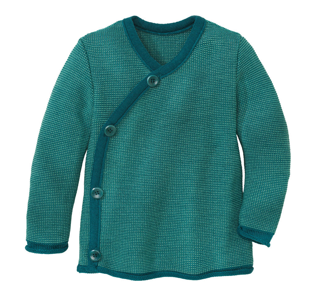 Melange side-button wool sweater