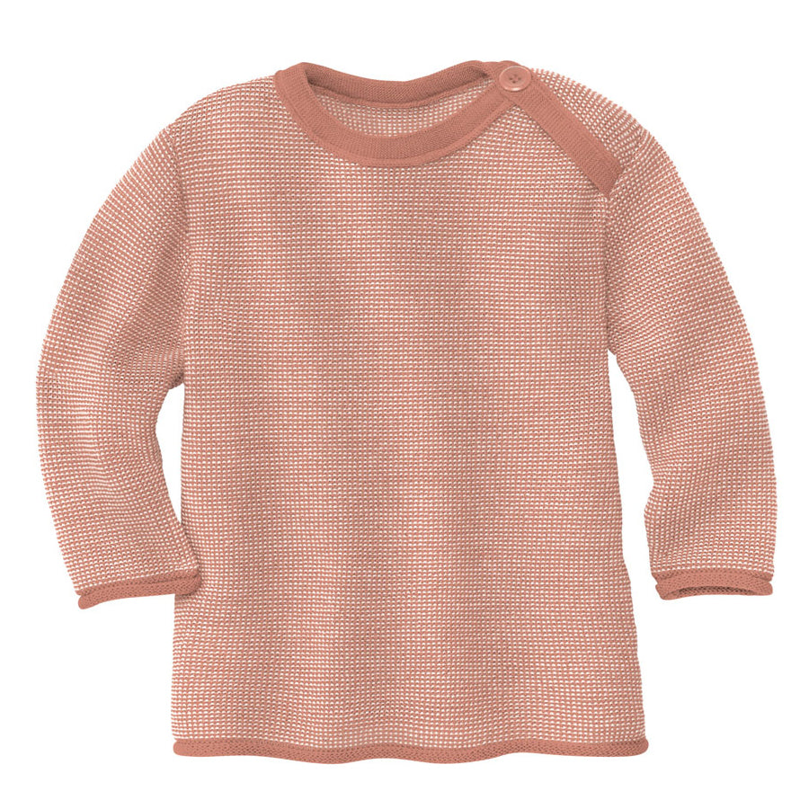 Disana melange sweater in rose-natural. Made of 100% soft merino wool.